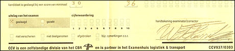 Passing, the theory-exam of the basic training for taxi-driver (4 out of 10 permitted errors, 40 questions in all).
