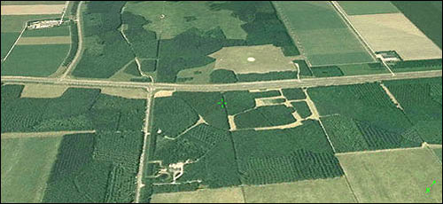 Luchtfoto van dropzone na exit